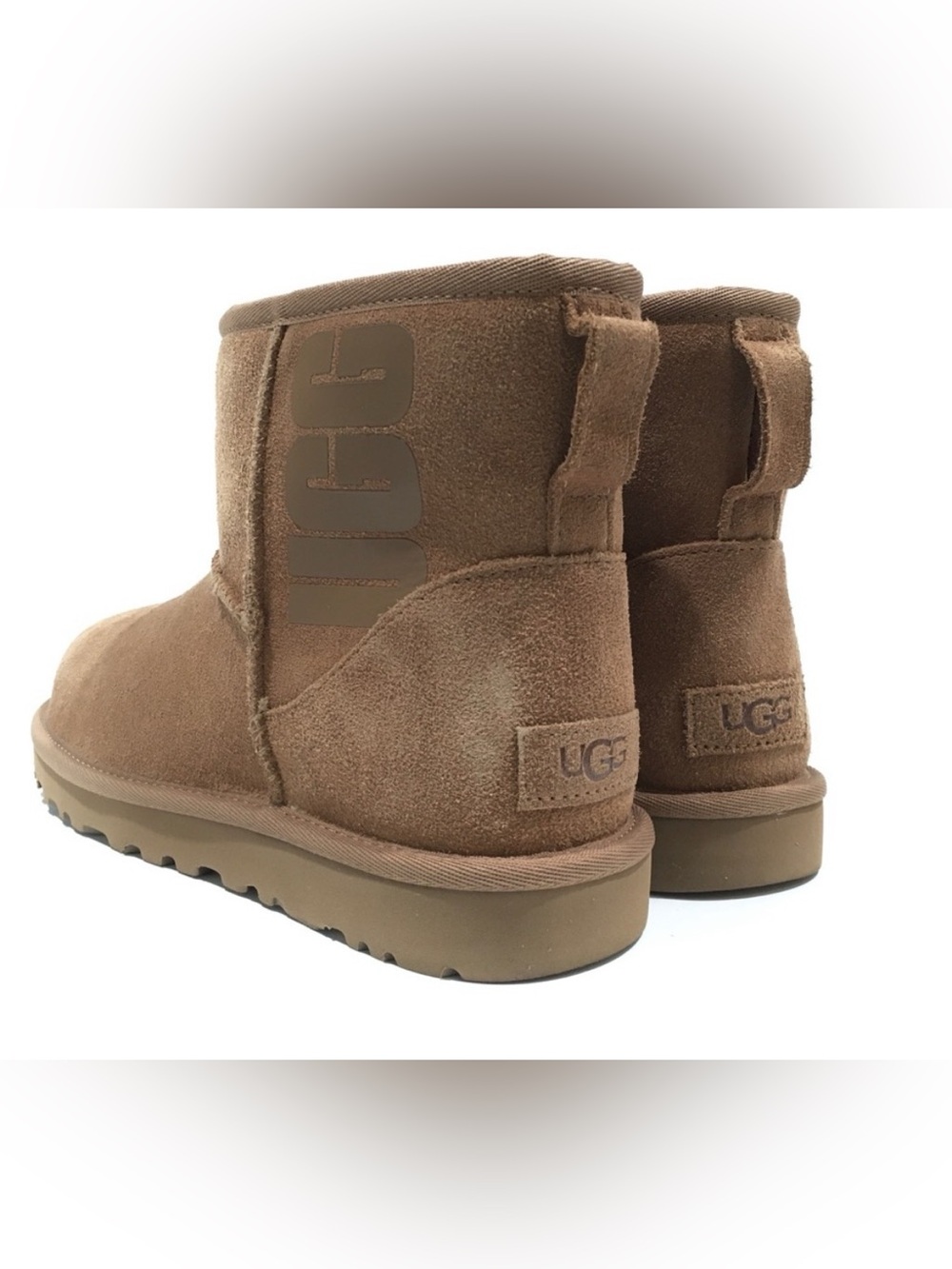 UGG Classic Mini Boots - Chestnut Color - Suede - Sheepskin Lining - Picture 4 of 9